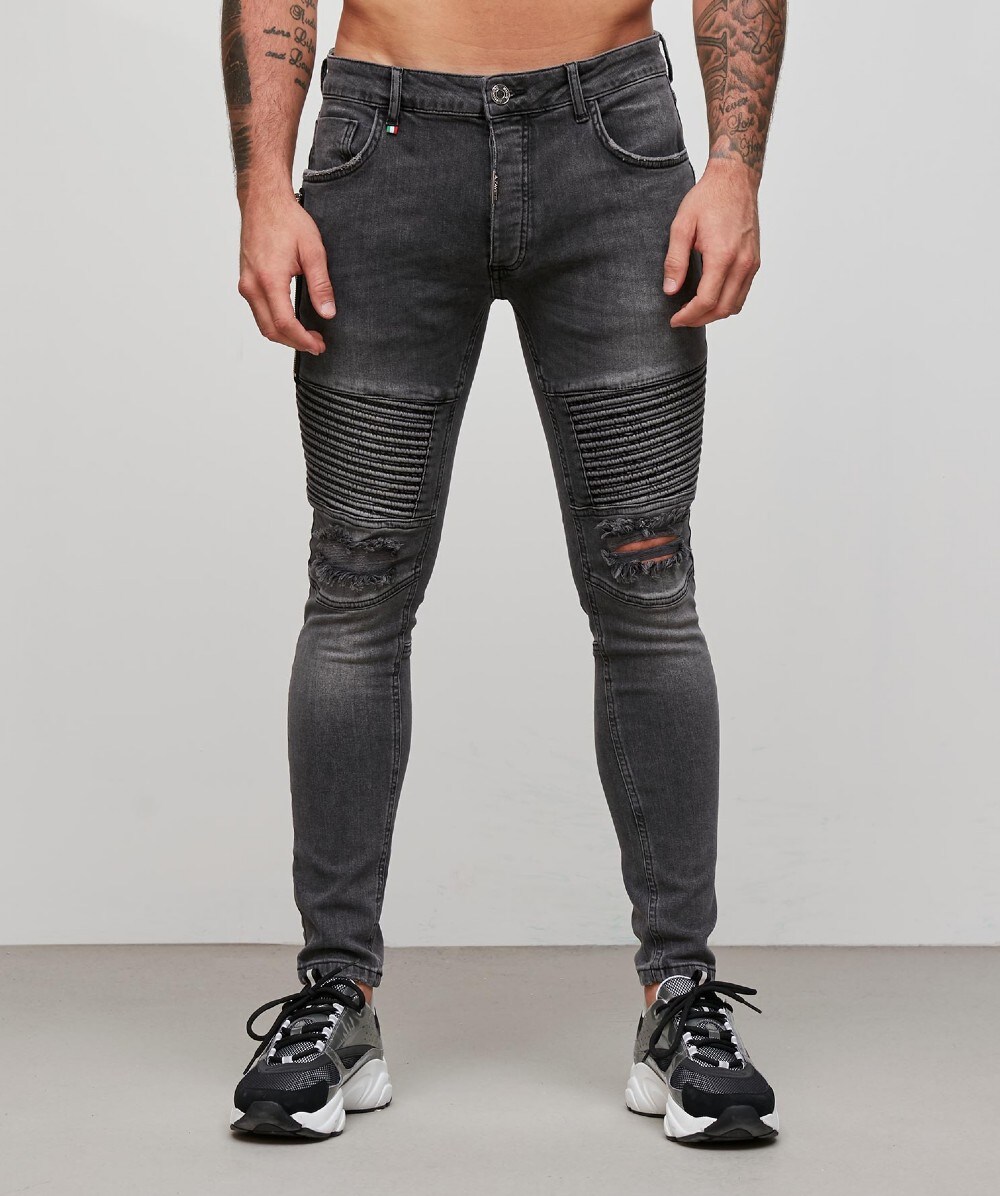 Alessandro Zavetti Tirso Biker Denim Jean Grey Zavetti