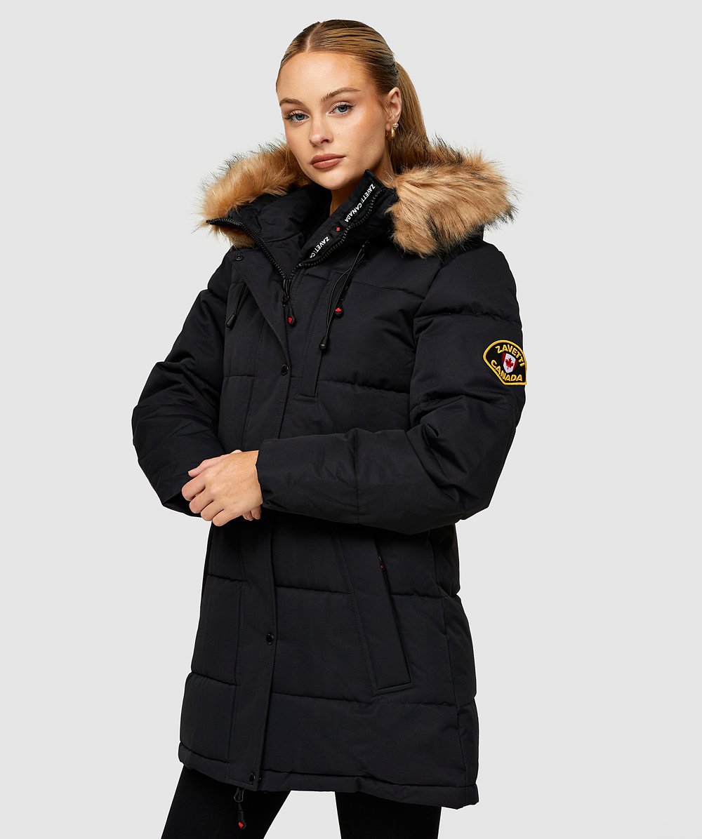 Spring Offer Womens Goshawa Puffer Parka Jacket | BLACK | Zavetti