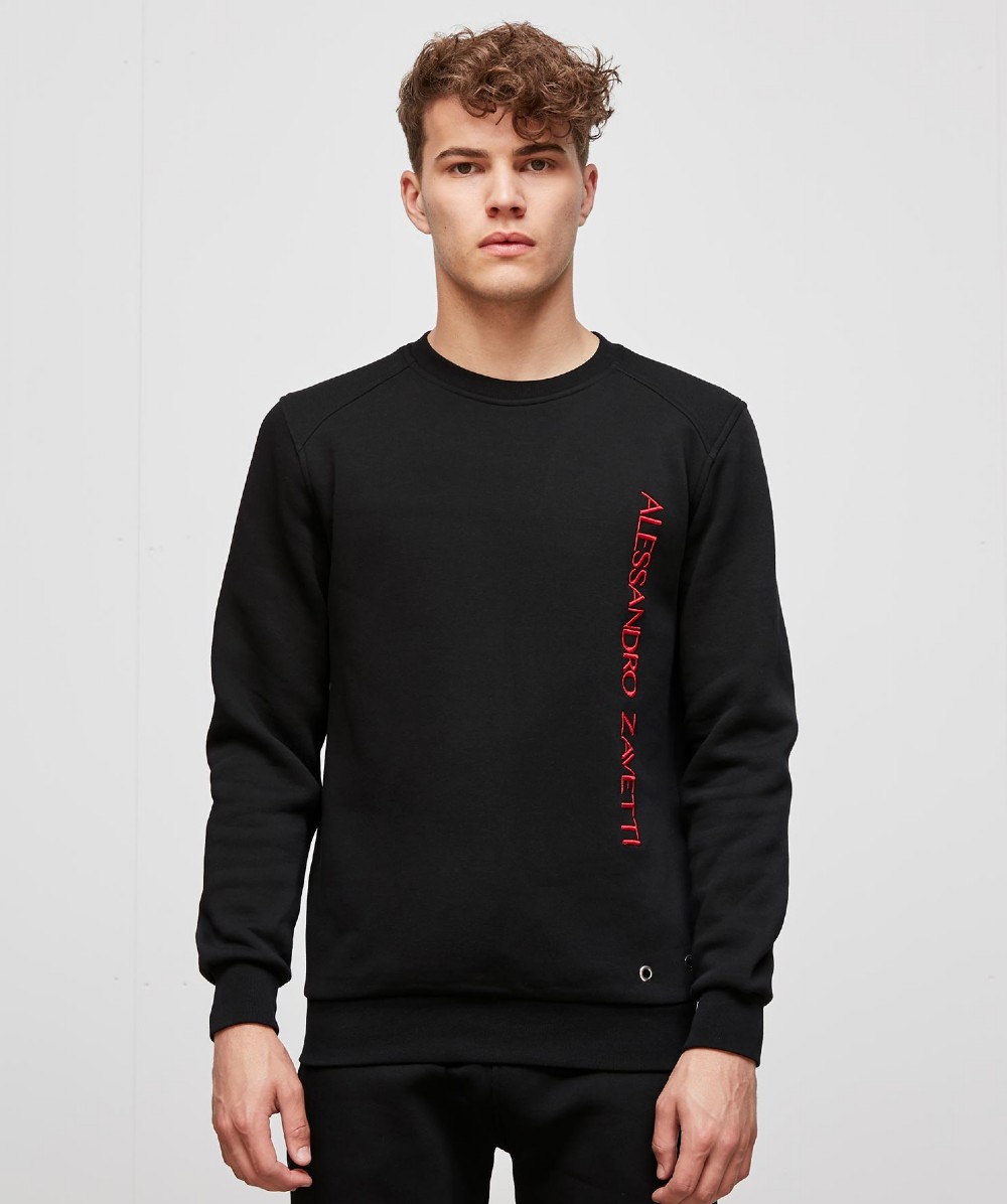 Alessandro Zavetti Fausto Embroidered Sweatshirt | Black | Zavetti