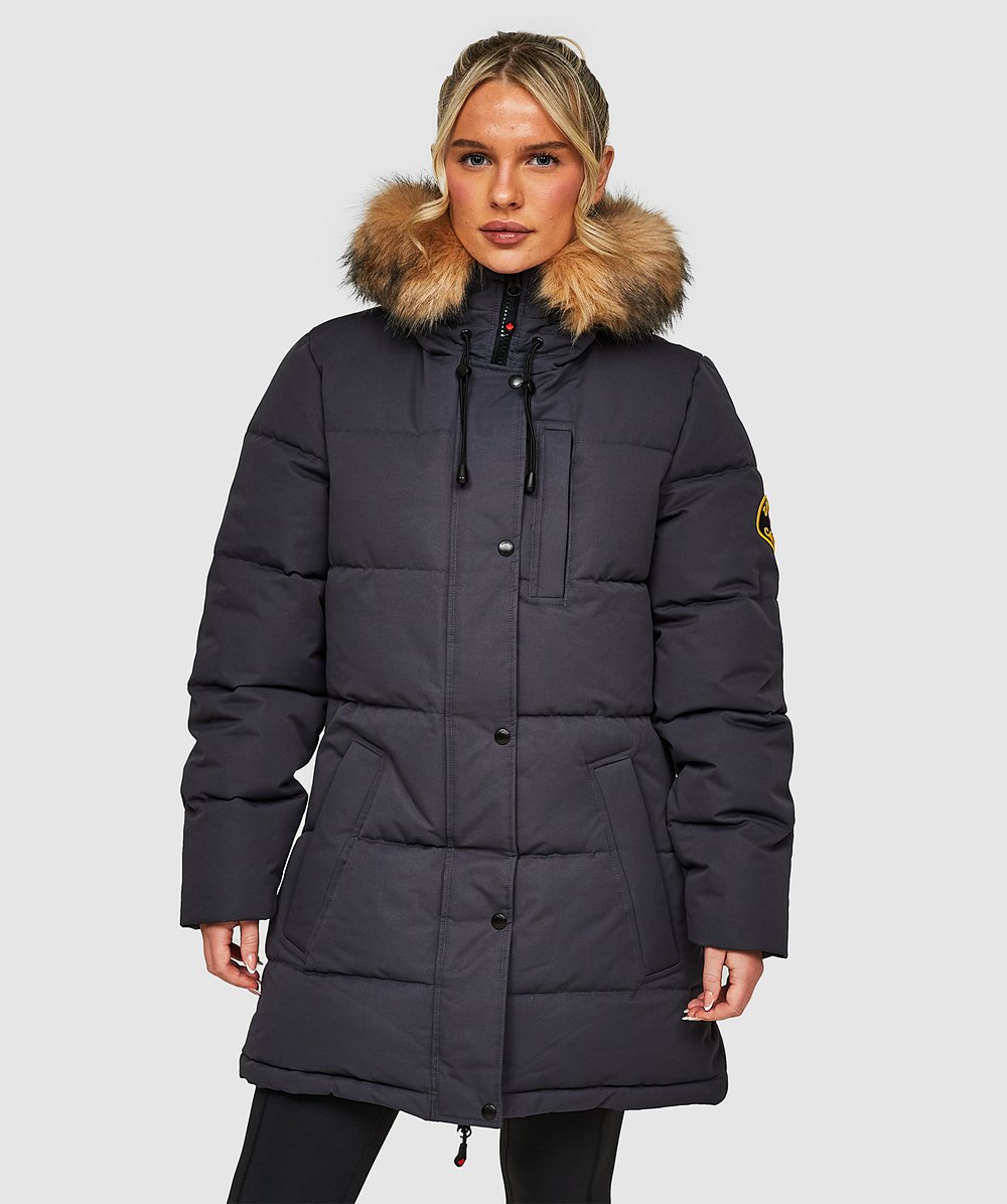 Zavetti Canada Womens Goshawa Puffer Parka Jacket | Grey | Zavetti