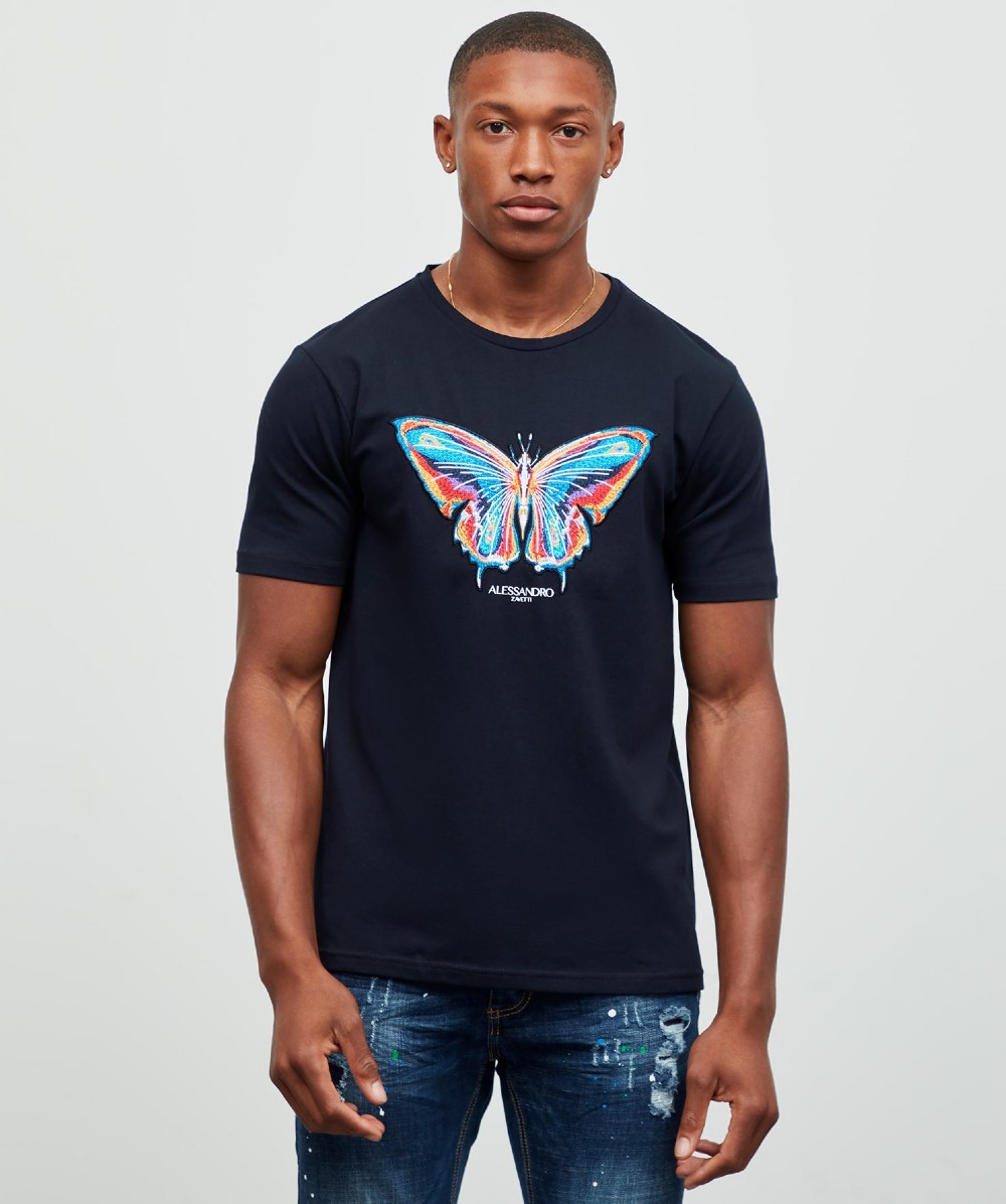 Download Alessandro Zavetti Heatmap Butterfly T-Shirt | Navy | Zavetti