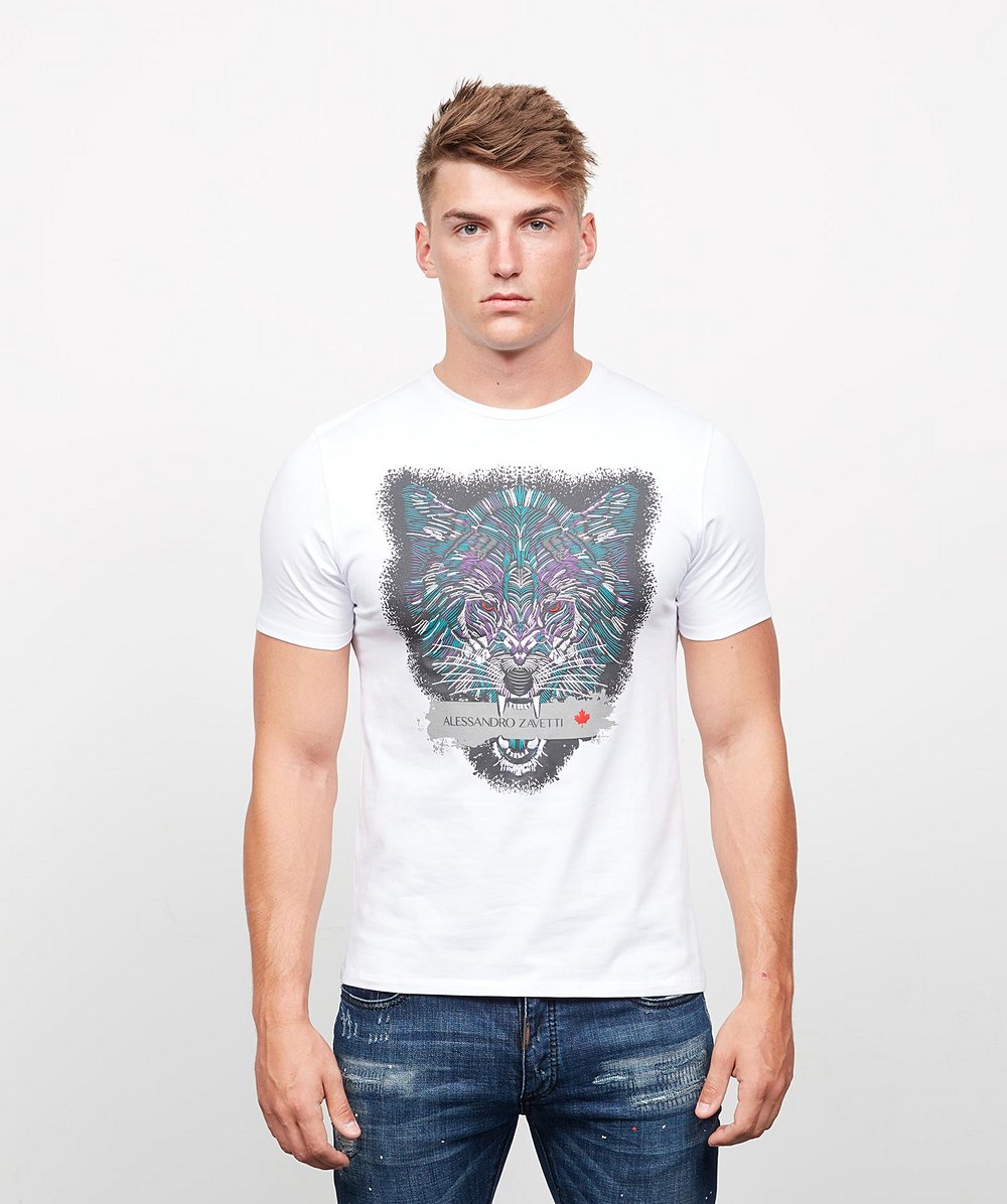 Alessandro Zavetti Savage Wolf T-Shirt | White | Zavetti
