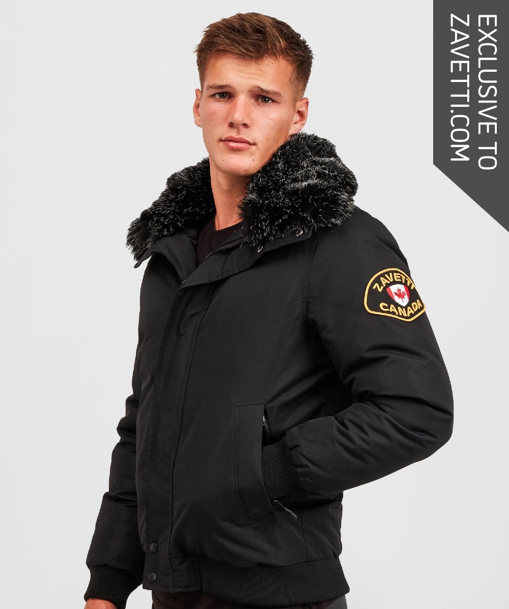 Zavetti Canada Valter Fur Collar MA2 Jacket Black Zavetti