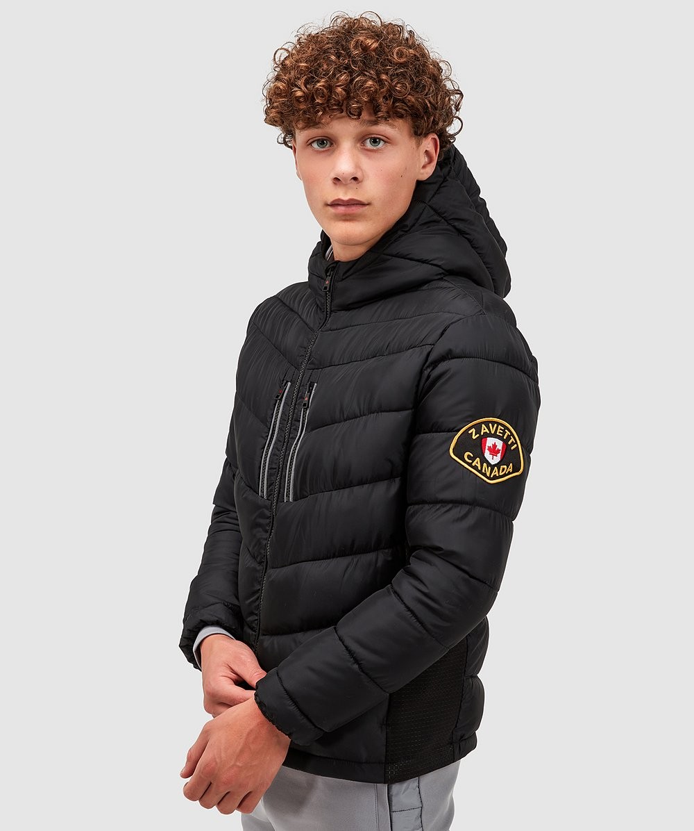 Zavetti Canada Junior Meslin Hybrid Puffer Jacket Black Zavetti
