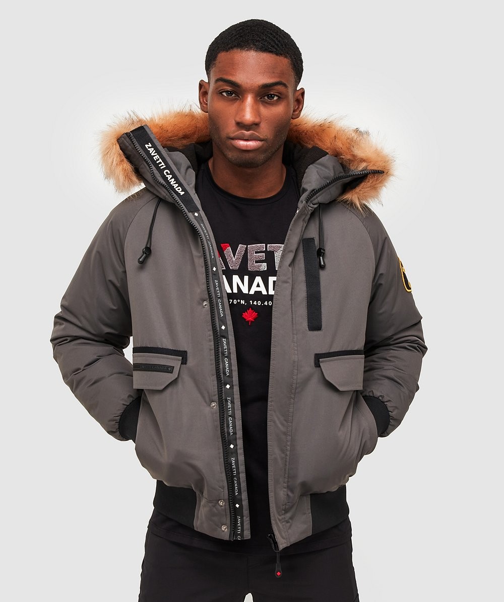 abelli tech fur hooded bomber jacket