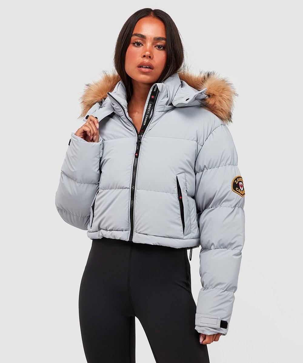 Zavetti Canada Womens Bellucci 2.0 Crop Jacket Grey Zavetti