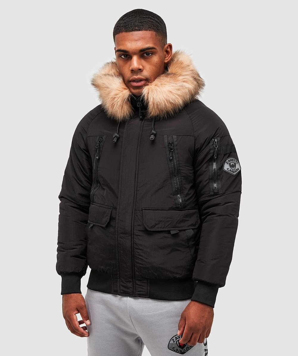 Zavetti Canada Carrick Puffer Bomber Jacket Black Zavetti