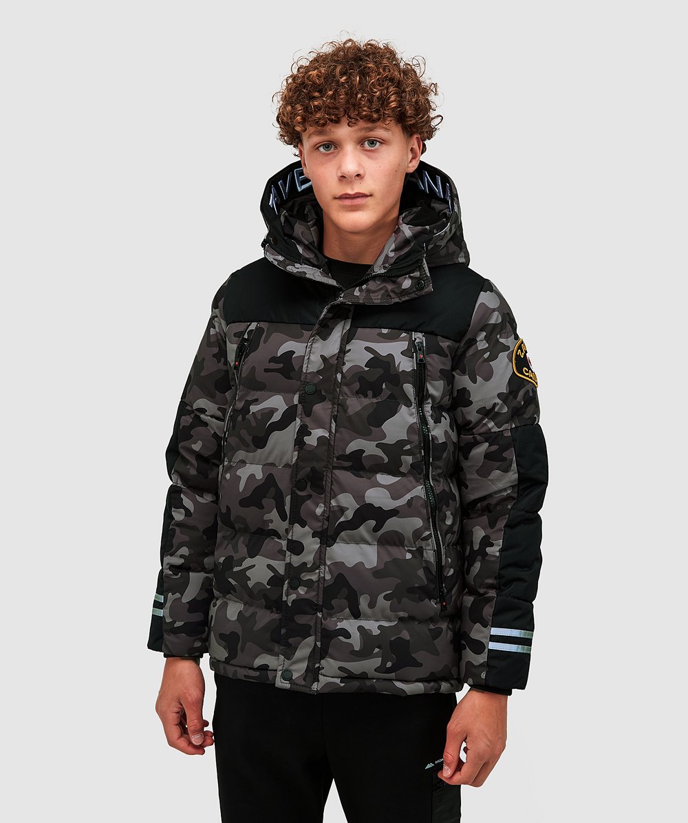 Zavetti Canada Junior Vurbo 2.0 Puffer Parka Jacket Grey Camo Zavetti