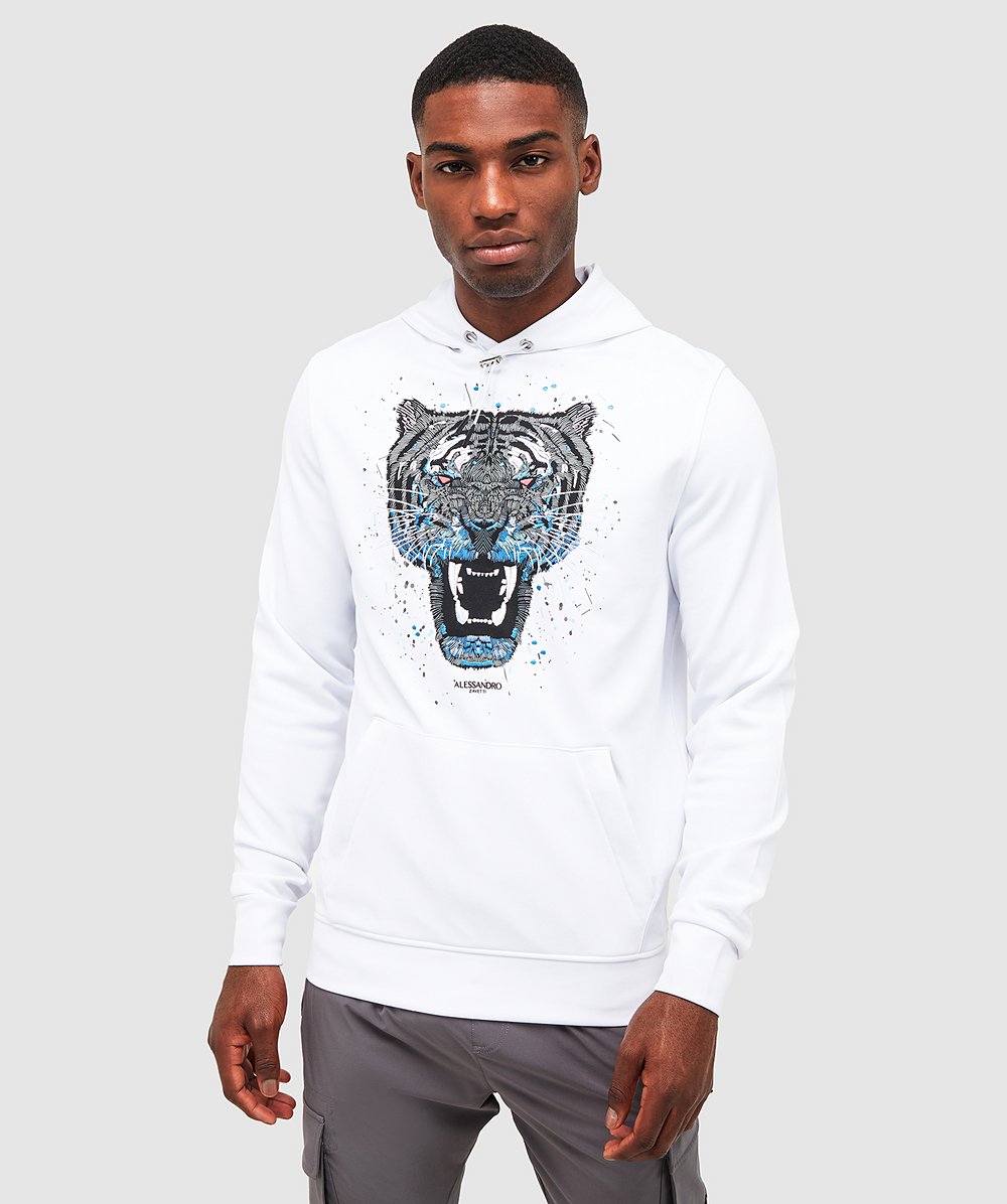 Alessandro Zavetti Growler Paint Overhead Hoodie Optic White Zavetti
