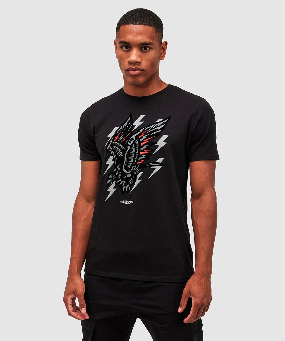 Alessandro Zavetti Aztec Bolt Eagle T-Shirt | Jet Black | Zavetti