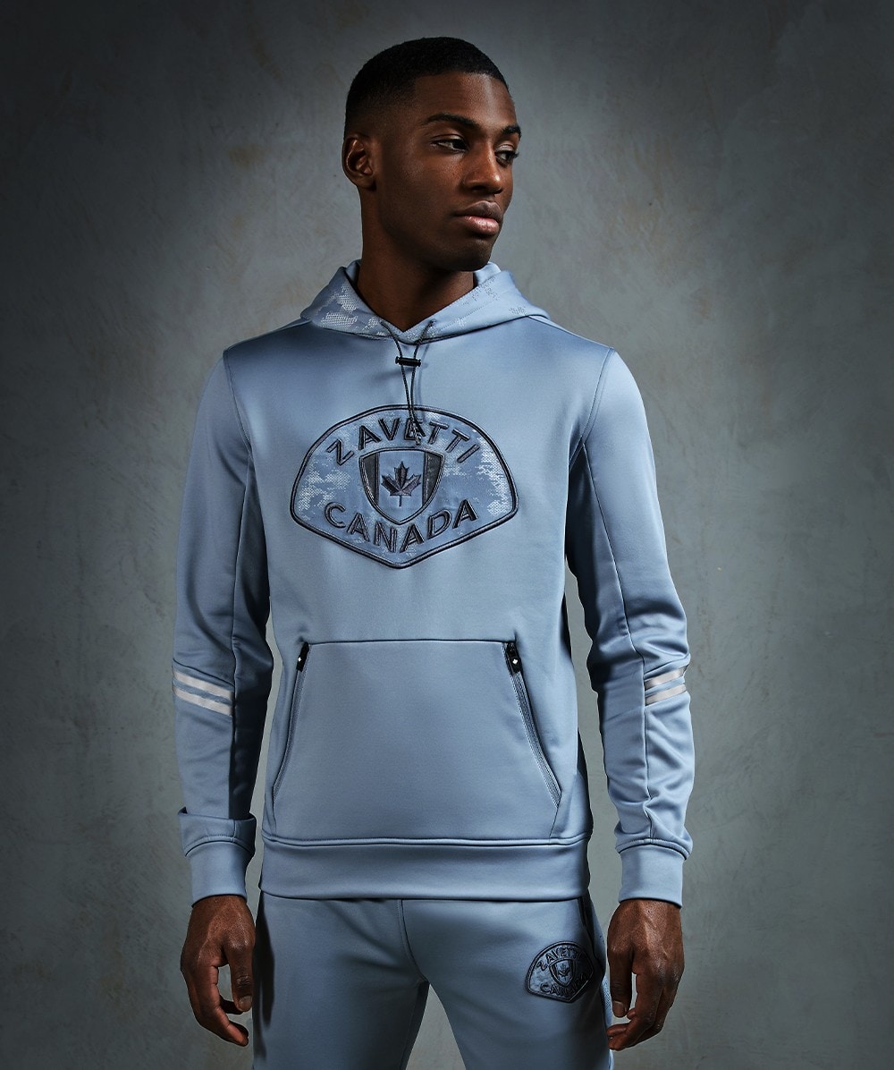 Zavetti Canada Silvatino Overhead Hoodie Blue Grey Zavetti