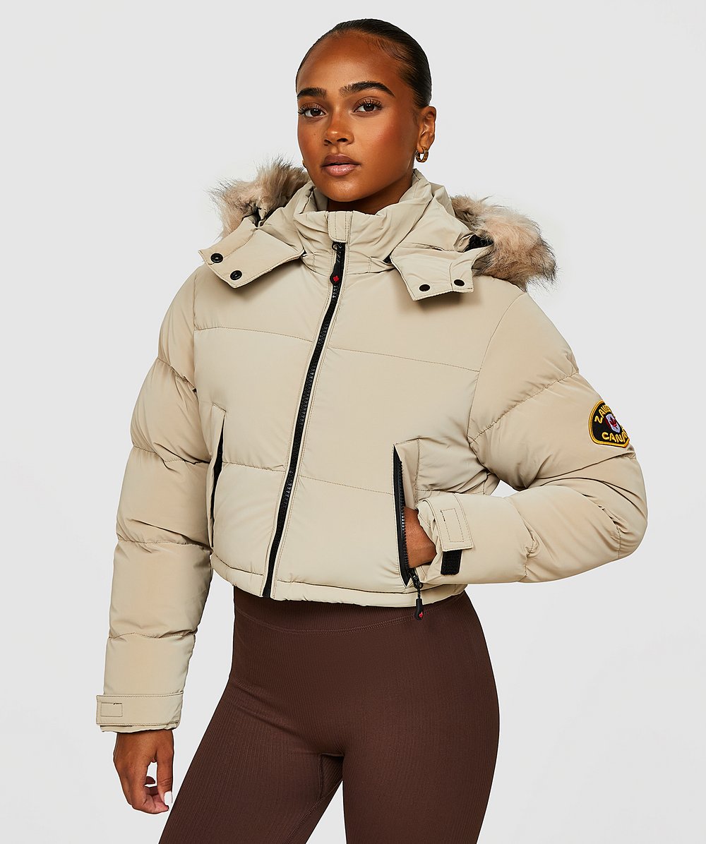 Zavetti Canada Womens Bellucci 2.0 Crop Puffer Jacket, Plaza Taupe