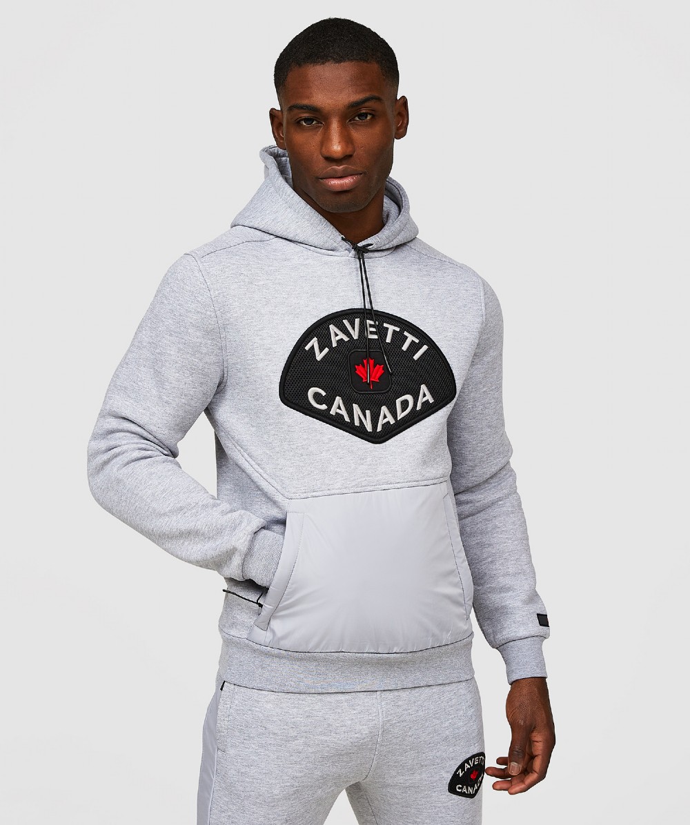 Zavetti Canada Botticini Mesh Overhead Hoodie | Grey Marl | Zavetti