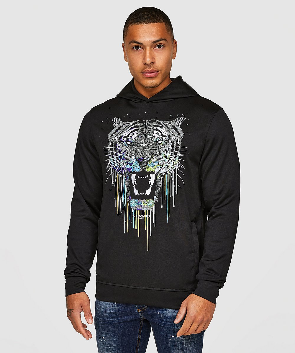 Alessandro Zavetti Growler Paint Drip Overhead Hoodie Jet Black Zavetti
