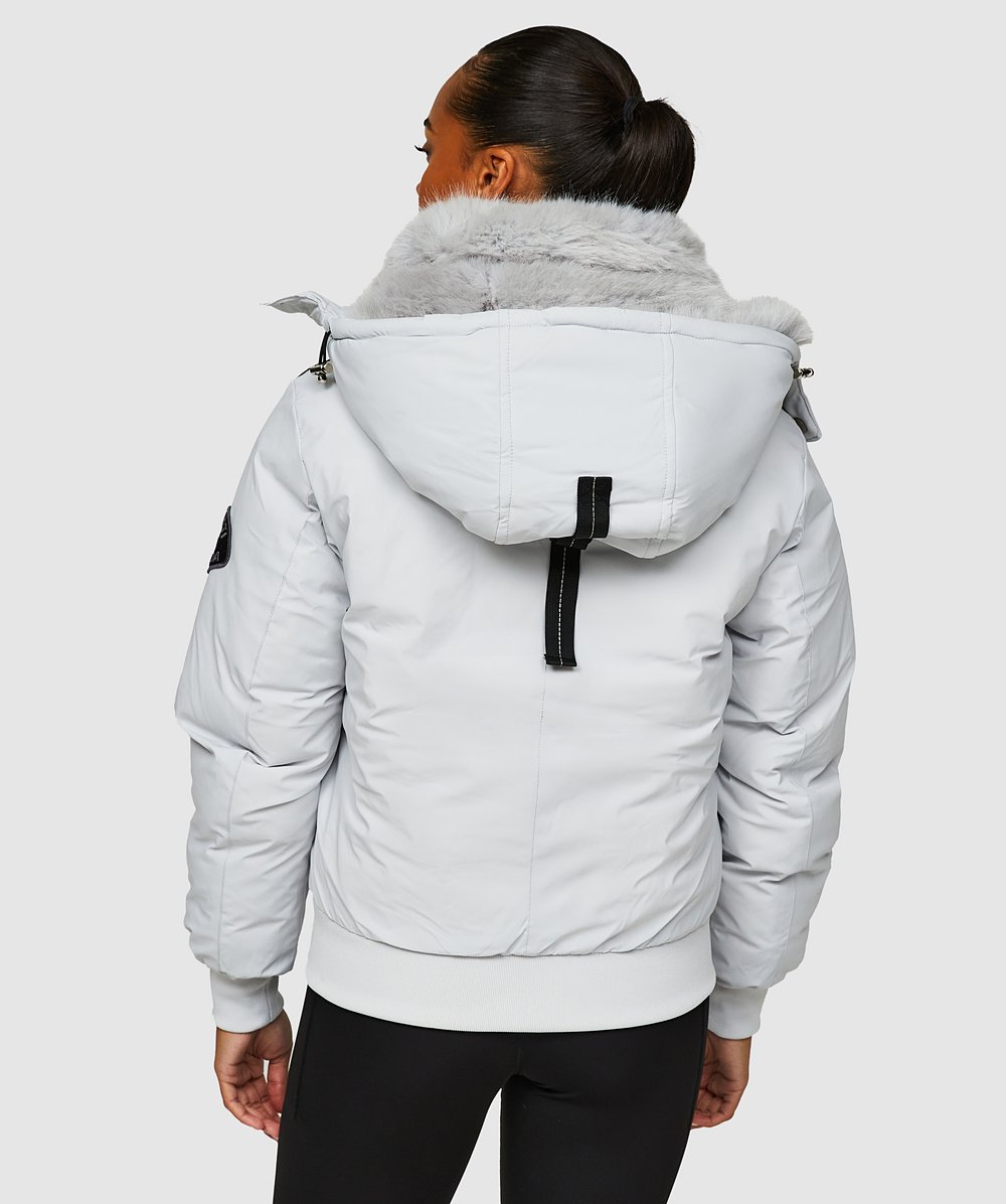 Zavetti Canada Womens Gabellia Platinum Hooded Bomber Jacket