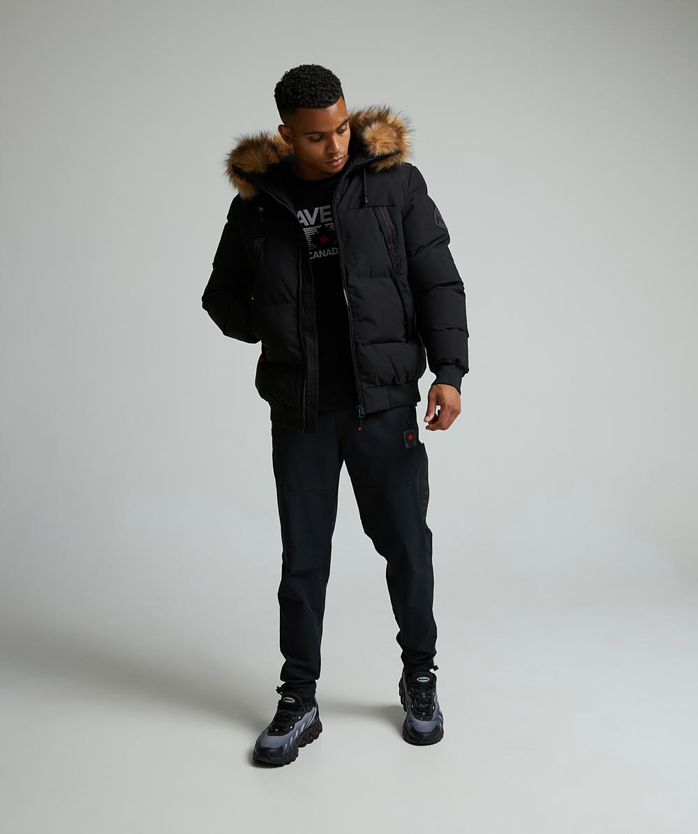 Zavetti Canada Navax Hooded Bomber Jacket | Jet Black | Zavetti