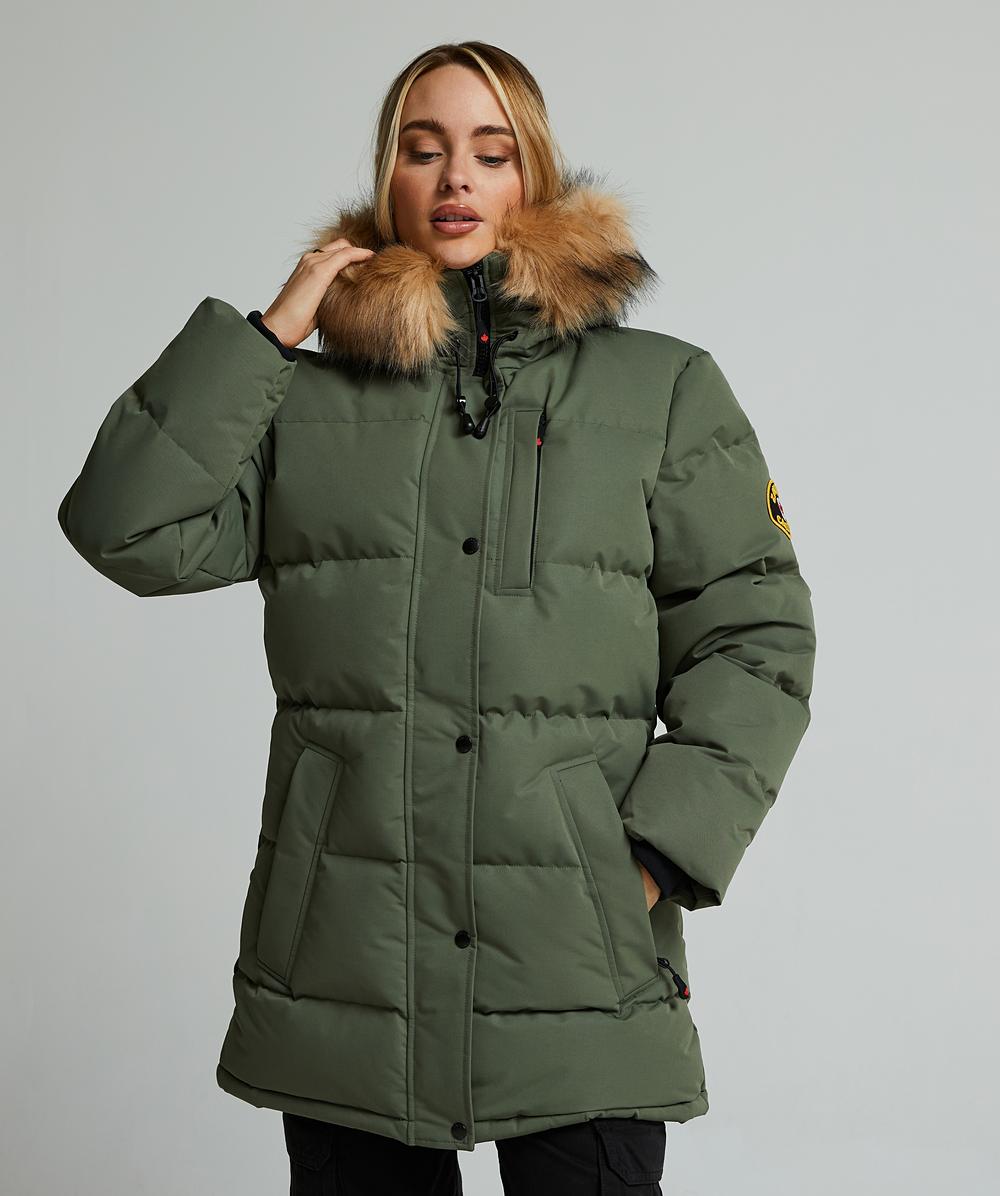Zavetti Canada Womens Goshawa Puffer Parka Jacket | Dusty Olive