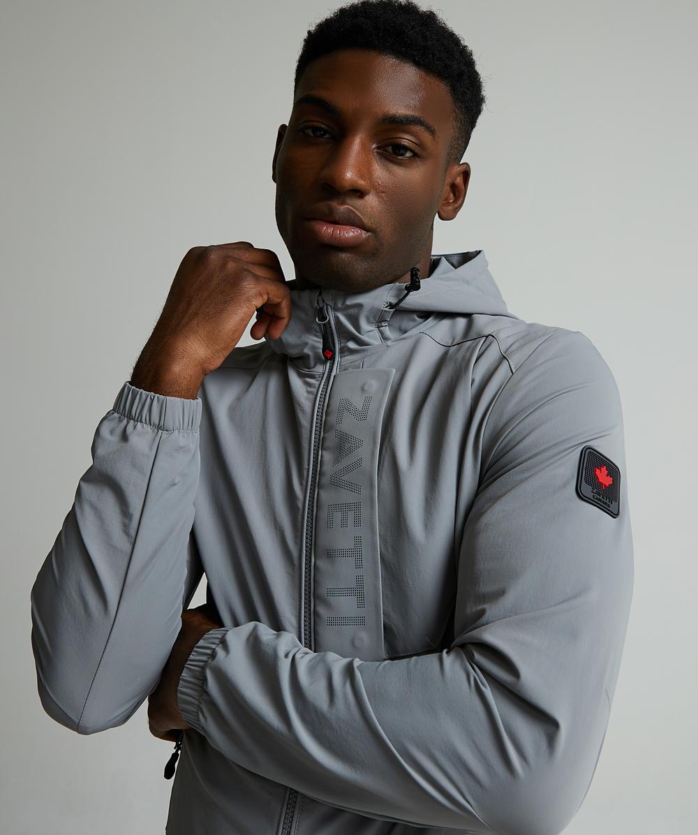 Zavetti Canada Vemaro Woven Full Zip Hoodie | Sharkskin / Blue