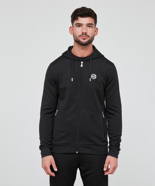 Alessandro Zavetti Hisidro Poly Tape Overhead Hooded Top | Grey Marl ...