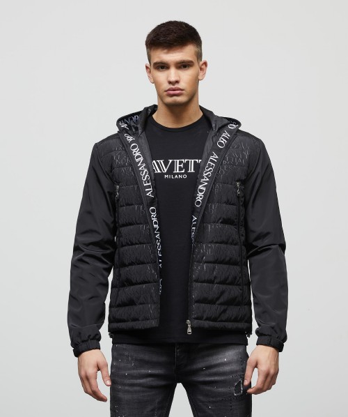 Alessandro Zavetti Tesidro 1/4 Zip AOP Windbreaker Jacket | Black | Zavetti