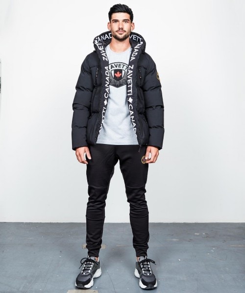 mens full zip hooded puffer jacket