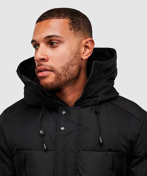 Puffer Jacket With Hood Black