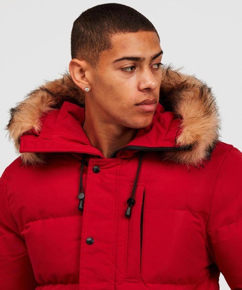red puffer parka