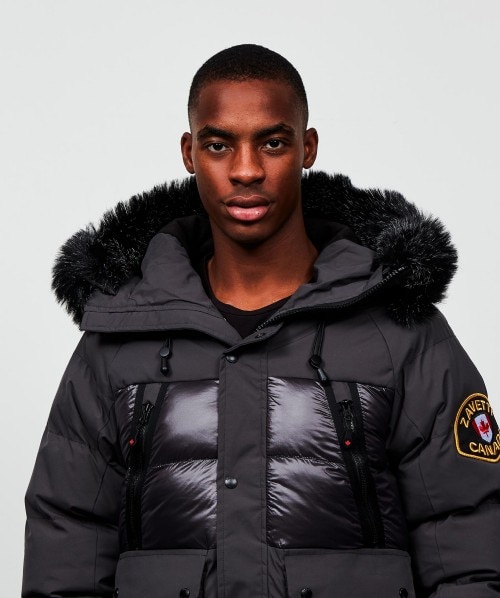 mens long puffer jacket with fur hood
