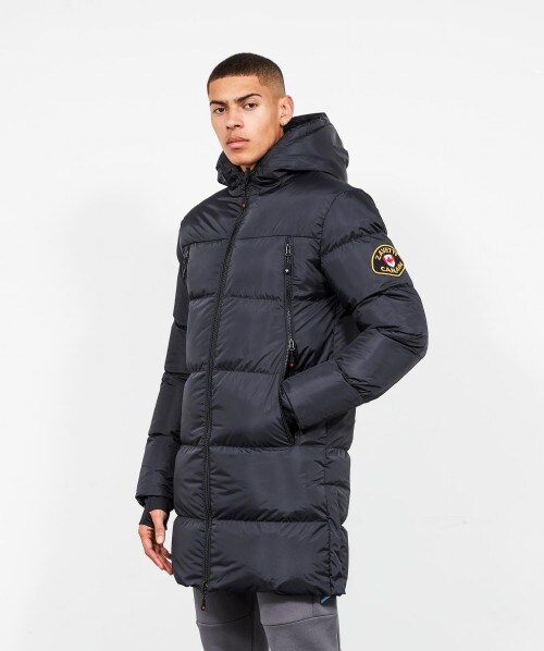 longline puffer jacket black