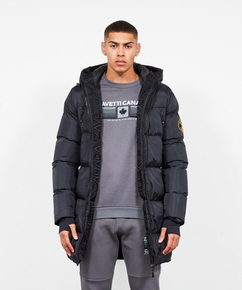 Zavetti Canada Hazen Bomber Puffer Faux Fur Hooded Jacket Black Zavetti