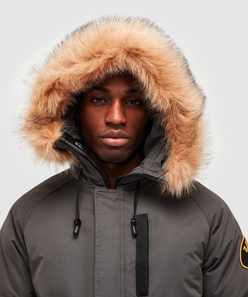 abelli tech fur hooded bomber jacket