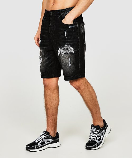 Mens ripped sales black shorts