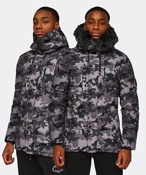 Autumn Essentials Collection Coshawa 2.0 Puffer Parka Jacket, Grey Camo