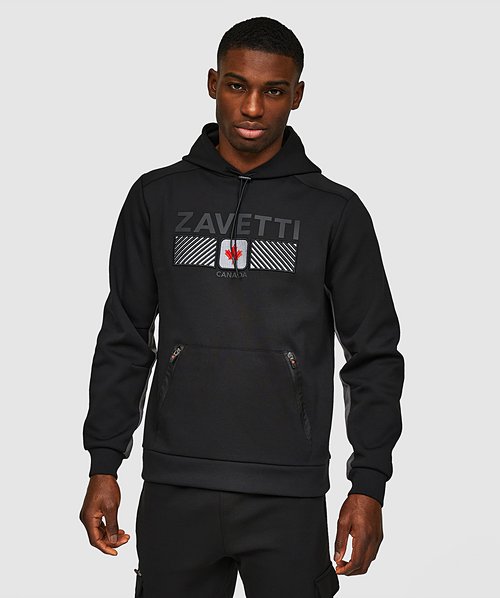 Zavetti Canada Ovello Chevron Overhead Hoodie, Jet Black