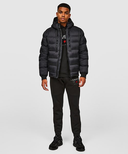 Zavetti Canada Anvox Puffer Bomber Jacket Jet Black Zavetti