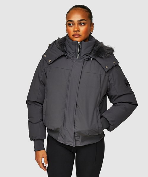 Zavetti Canada Womens Gabellia Platinum Hooded Bomber Jacket
