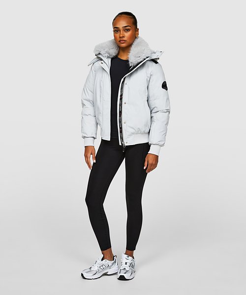 Zavetti Canada Womens Gabellia Platinum Hooded Bomber Jacket