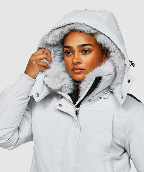 Zavetti Canada Womens Gabellia Platinum Hooded Bomber Jacket Zavetti Canada Womens Gabellia Platinum Hooded Bomber Jacket