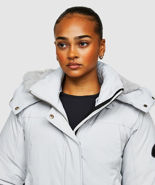 Zavetti Canada Womens Gabellia Platinum Hooded Bomber Jacket