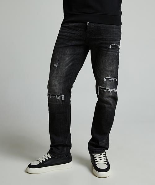 Black Mens Ripped Jeans 42 Waist Alessandro Zavetti Pacelli Loose