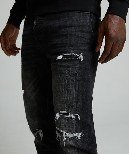 Alessandro Zavetti Pacelli Loose Stacked Fit Denim Jean | Black