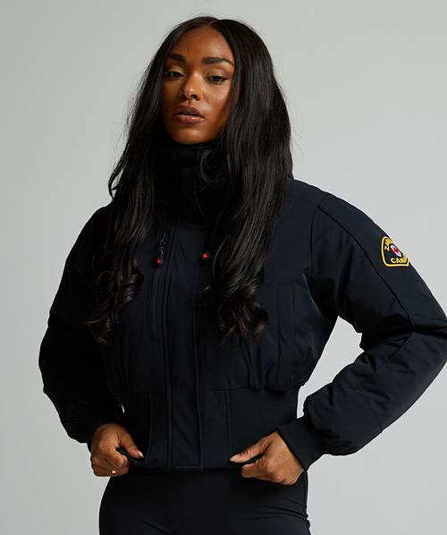 Womens Ossani Split Cropped Hooded Puffer Bomber Jacket