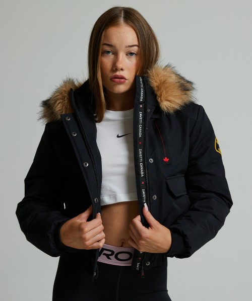Zavetti Canada Girls Gabellia Hooded Bomber Jacket | Jet Black