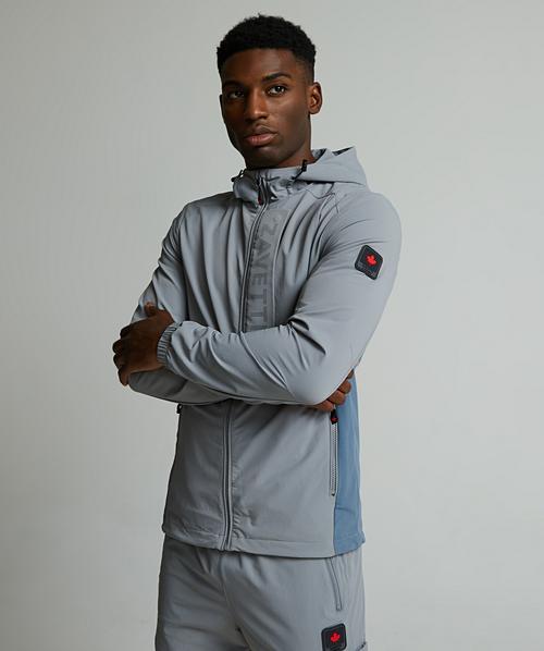Zavetti Canada Vemaro Woven Full Zip Hoodie | Sharkskin / Blue