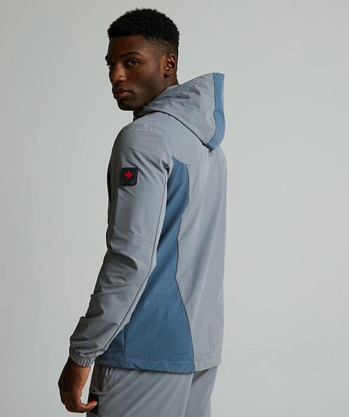 Zavetti Canada Vemaro Woven Full Zip Hoodie | Sharkskin / Blue