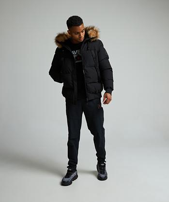 Zavetti Canada Navax Hooded Bomber Jacket | Jet Black | Zavetti